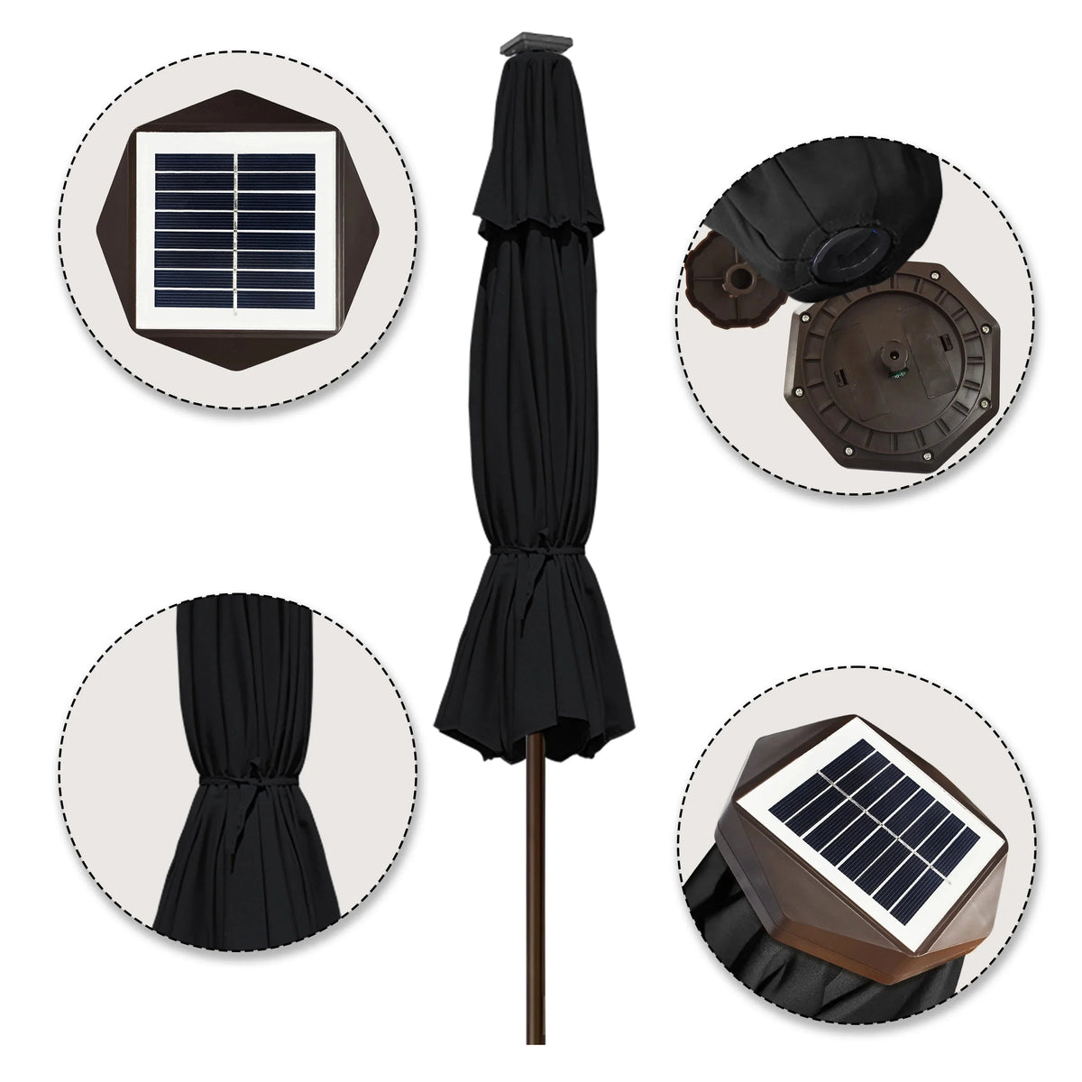 EliteShade 9ft Market Patio Umbrella With 80 LED Lights, Ruby