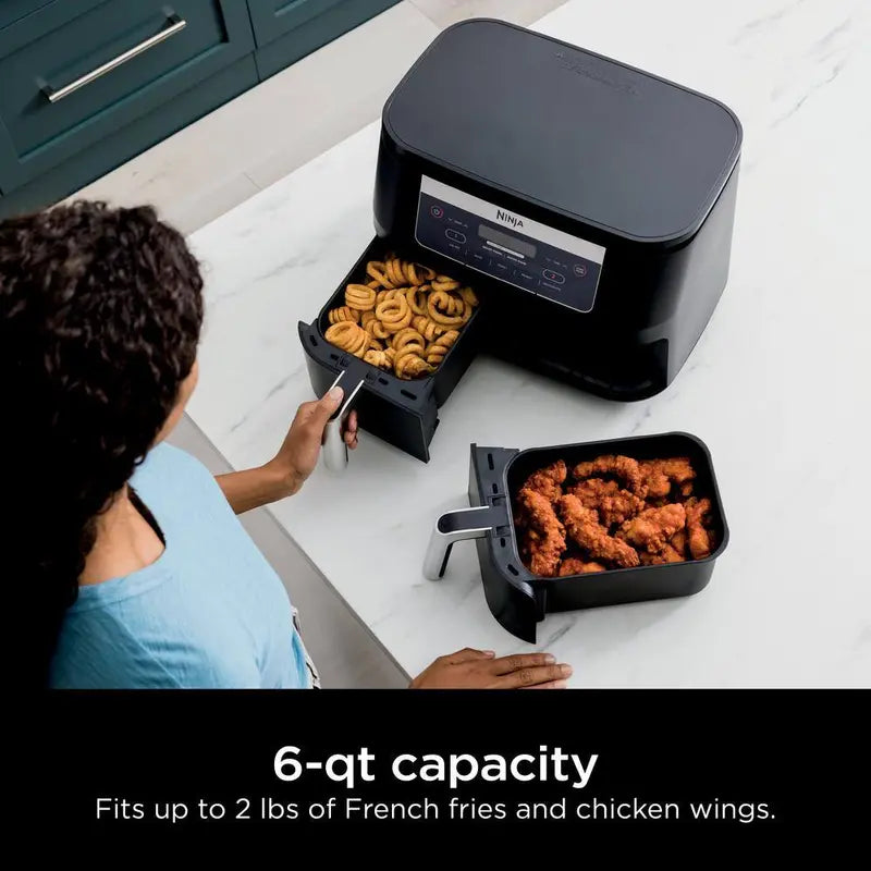 NINJA Foodi 6 qt 5-in-1 2-Basket Black Air Fryer With DualZone Technology - DZ090