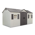 Lifetime Plastic Storage Shed, Side Entry, 15 ft. W x 8 ft. D, Gray/Beige - 6446