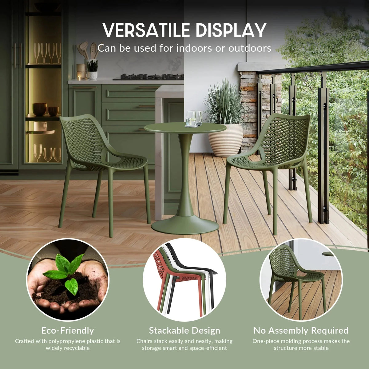 WestinTrends 5-Piece Outdoor Patio Dining Set, Olive Green - Playa