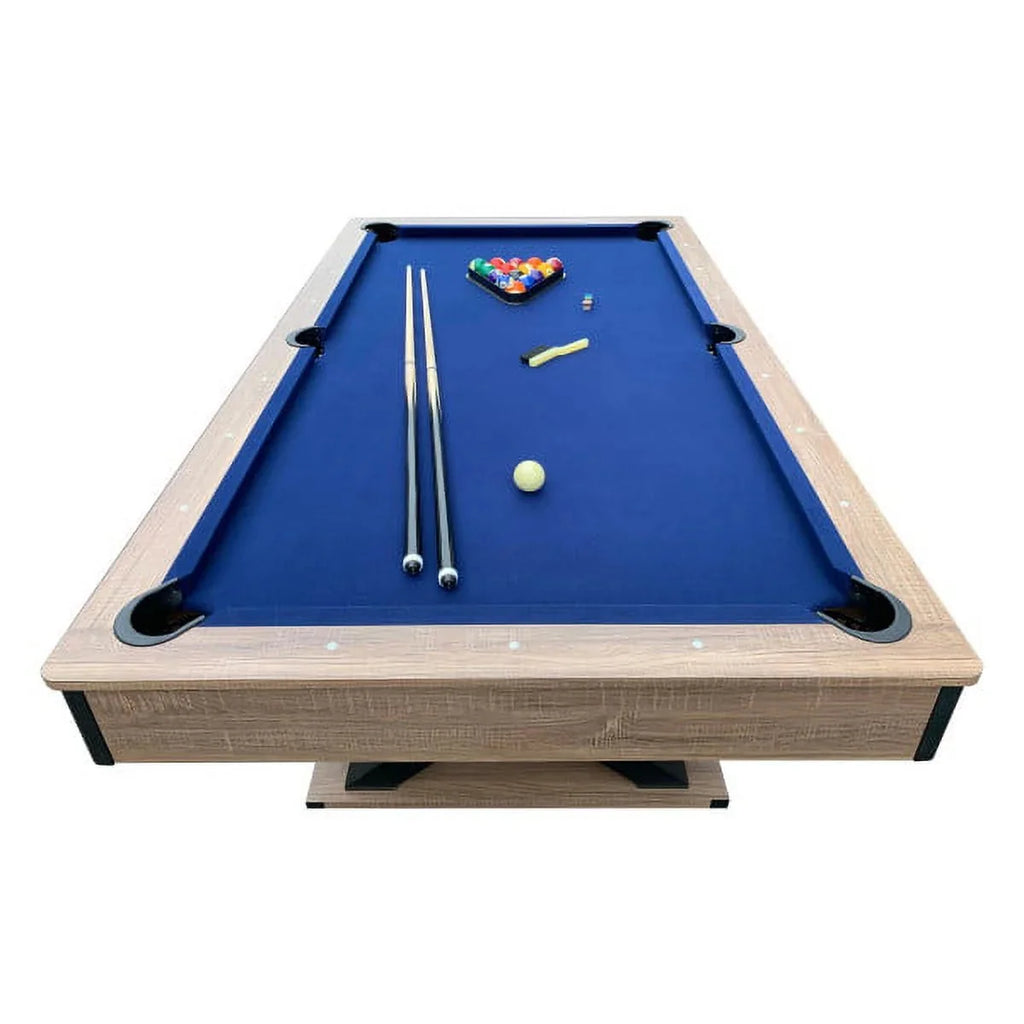 Bluewave Pool Table 7-Ft, Driftwood Melamine, Dark Blue Wool Felt - Excalibur