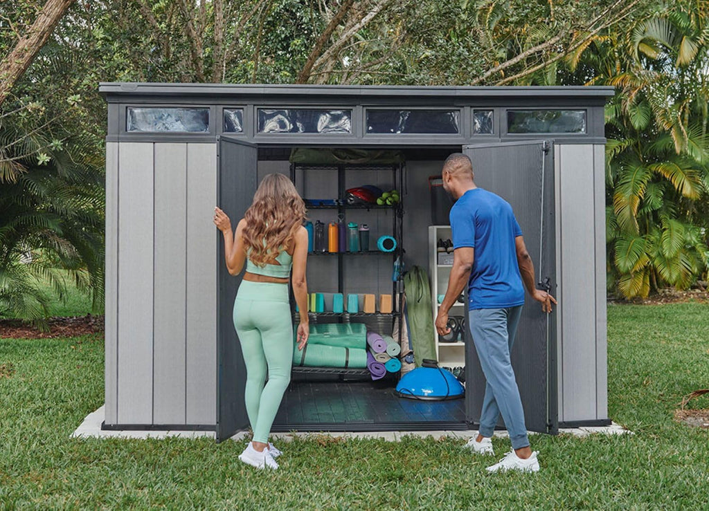 Keter Artisan 11x7 Modern Resin Outdoor Storage Shed Kit - Grey & Black