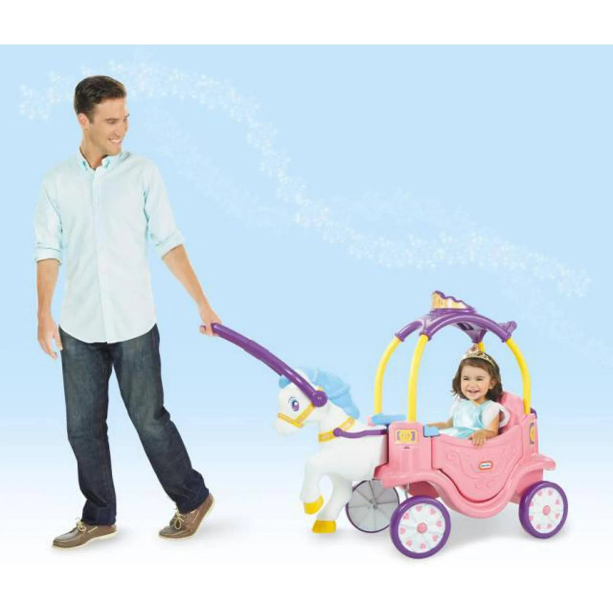 Little Tikes Princess Horse And Carriage Kids Ride-On Toy, 43.50in L x 20in W x 37.75in H - 642326M