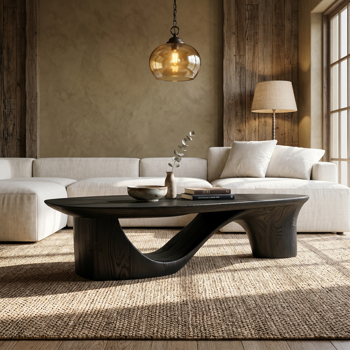 Contemporary Coffee Table With Sculptural Wooden Base For Living Room - view 4
