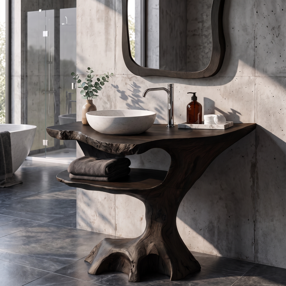 Contemporary Halloween Single Bathroom Vanity With Sculptural Branch Support For Bathroom - view 4