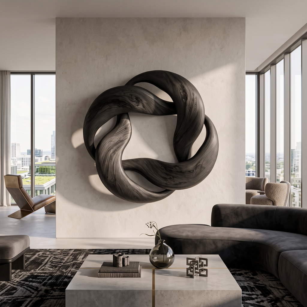 Abstract Circular Loop Wall Art For Living Room And Office - view 4