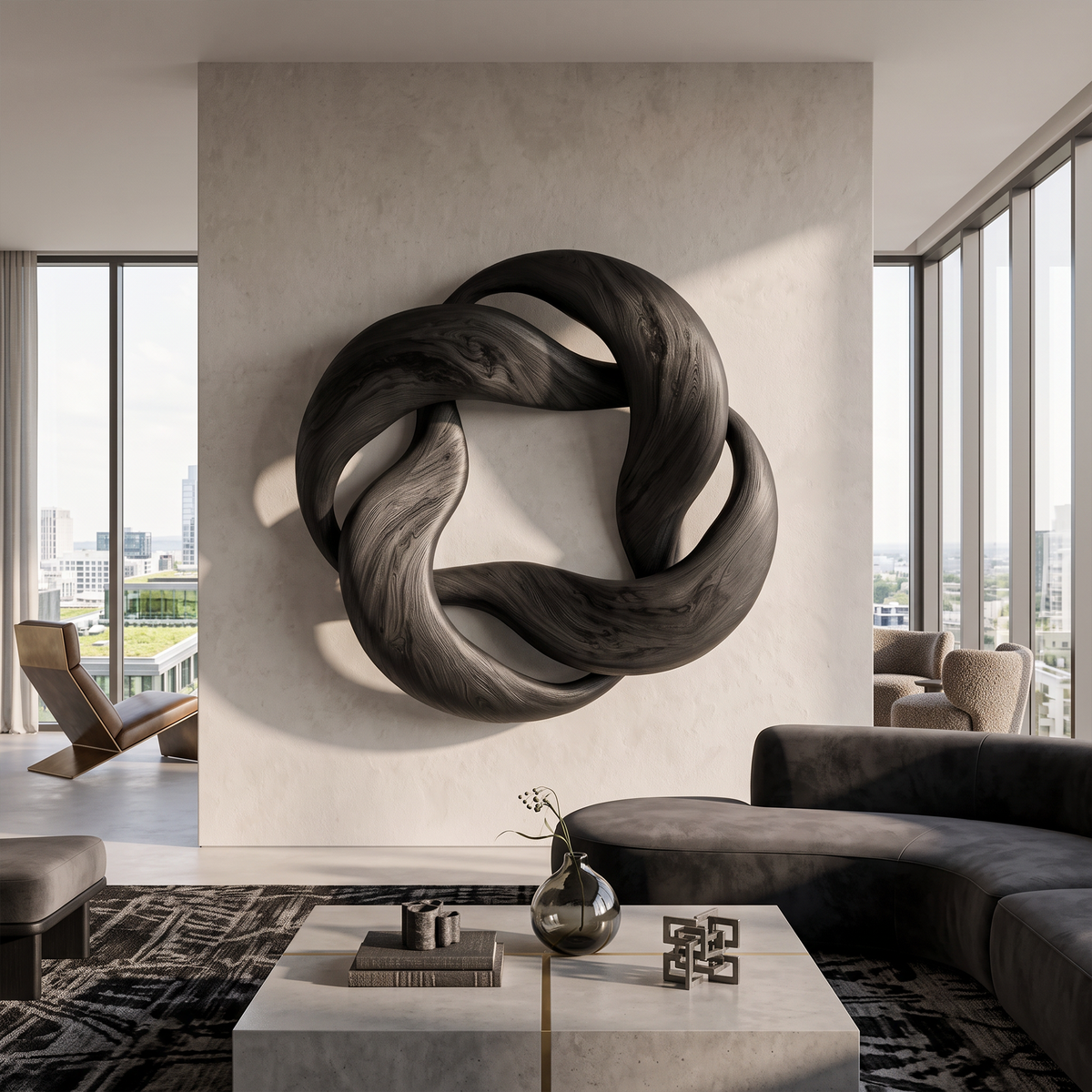 Abstract Circular Loop Wall Art For Living Room And Office - view 4