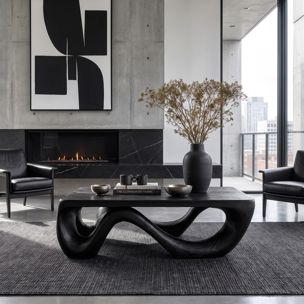 Farmhouse Coffee Table With Sculptural Open Wood Base For Living Room - view 4