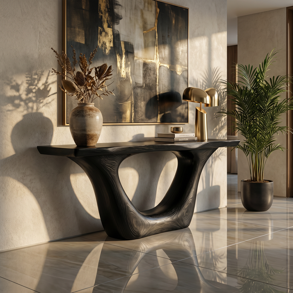 Contemporary Organic Sculptural Console Table For Entryway And Living Room Space - view 4