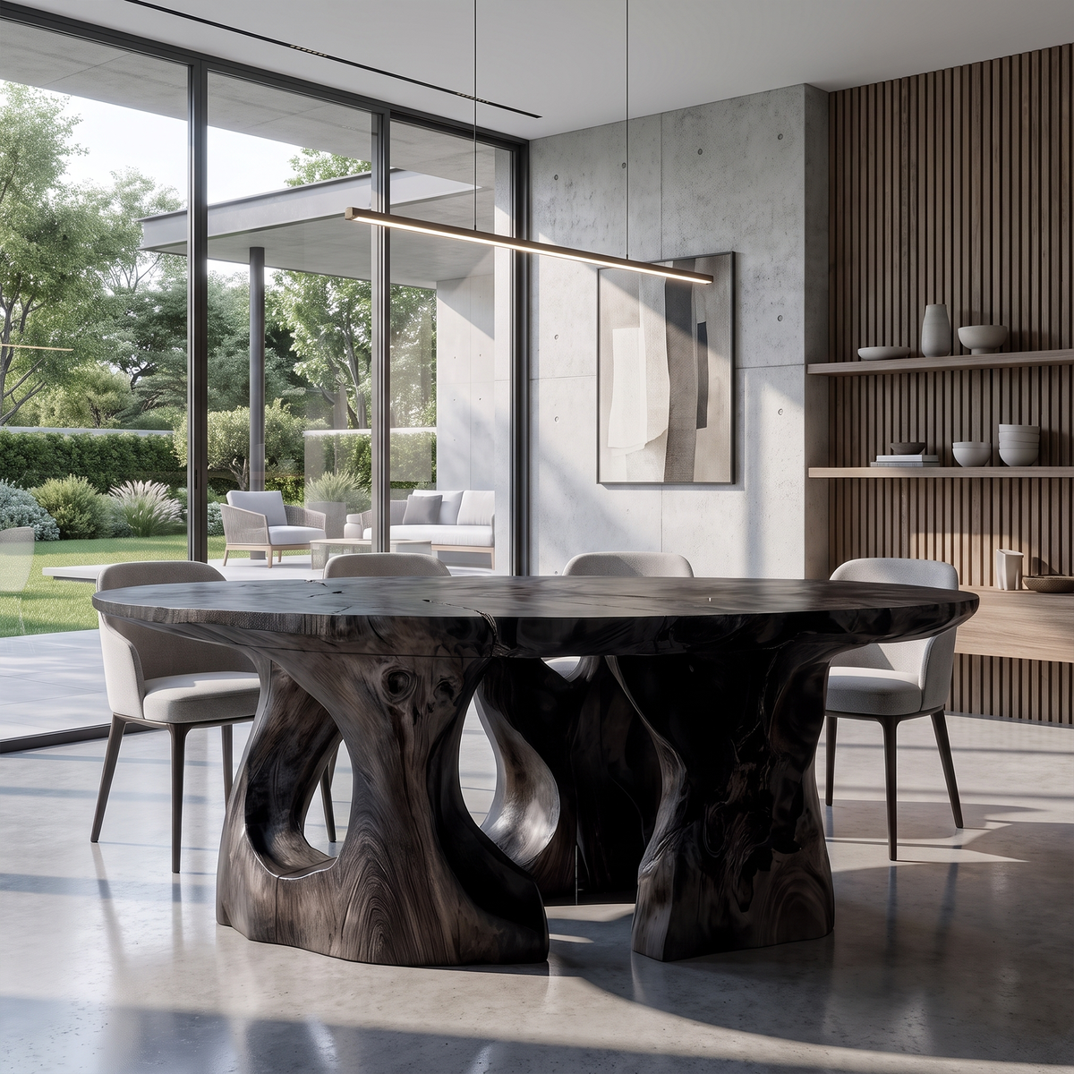 Contemporary Round Dining Table With Abstract Cutout Design For Dining Room And Kitchen - view 4