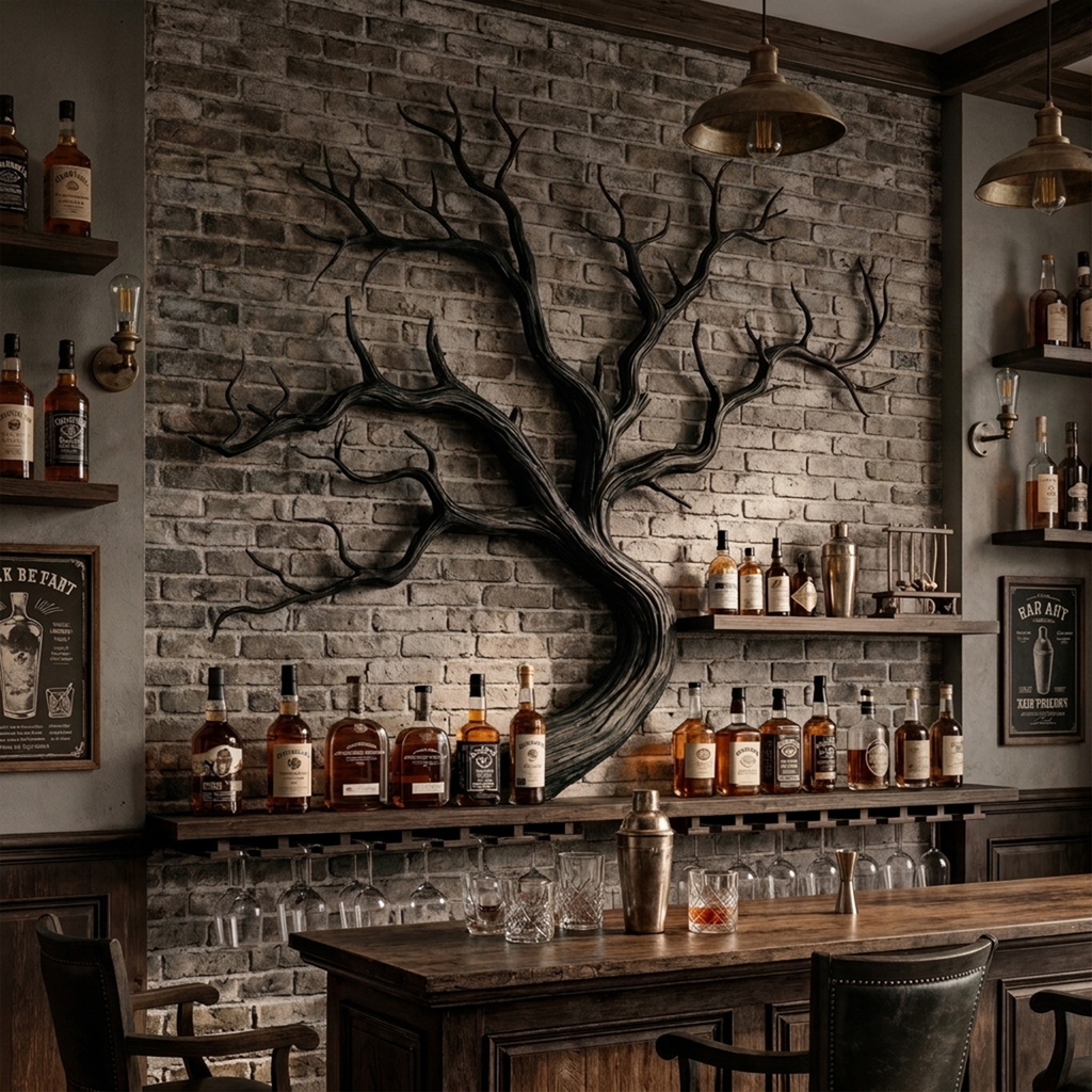 Artistic Tree Branch Wine Rack Wooden Wall Shelf For Kitchen Dining Room Bar - view 4