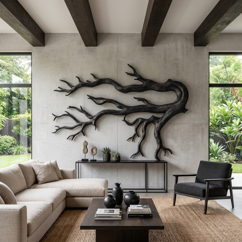 Driftwood Root Sculptural Solid Wood Wall Art Rustic Nature Inspired Decor - view 4