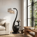 Artistic Floor Lamp With Sculptural Organic Base And Integrated Shelf For Reading Nook - view 4