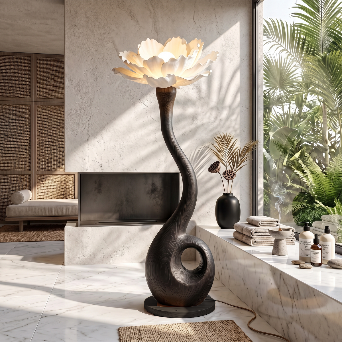 Artistic Floor Lamp With Nature Inspired Flower Design For Living Room - view 4