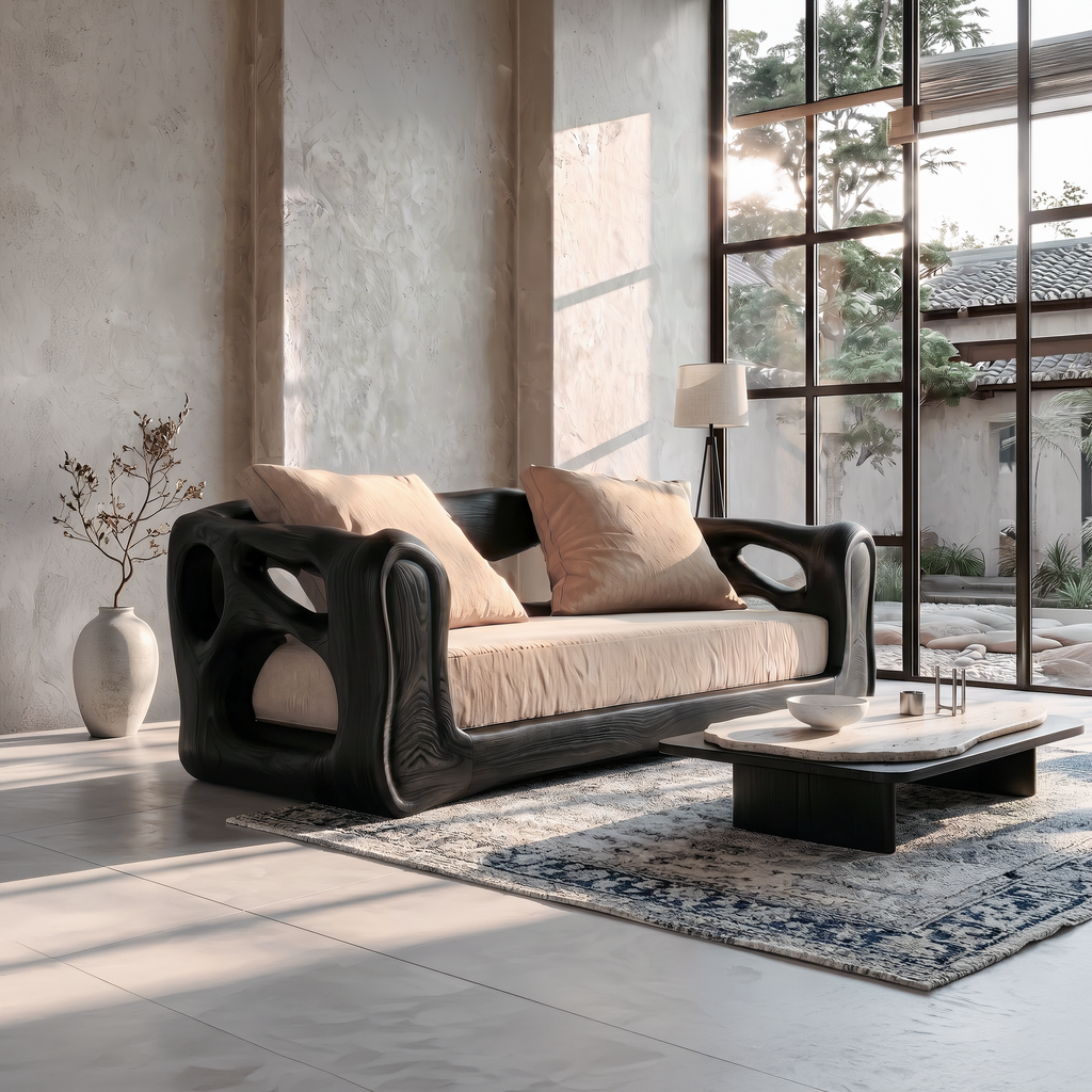 Contemporary Sofa Frame With Organic Flowing Wood Design For Living Room - view 4
