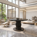 Contemporary Round Entryway Table With Wavy Vertical Form For Foyer And Living Room - view 4