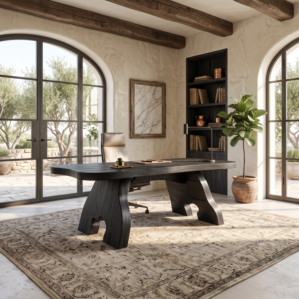 Contemporary Halloween Office Desk With Natural Edge Top For Home Office - view 4