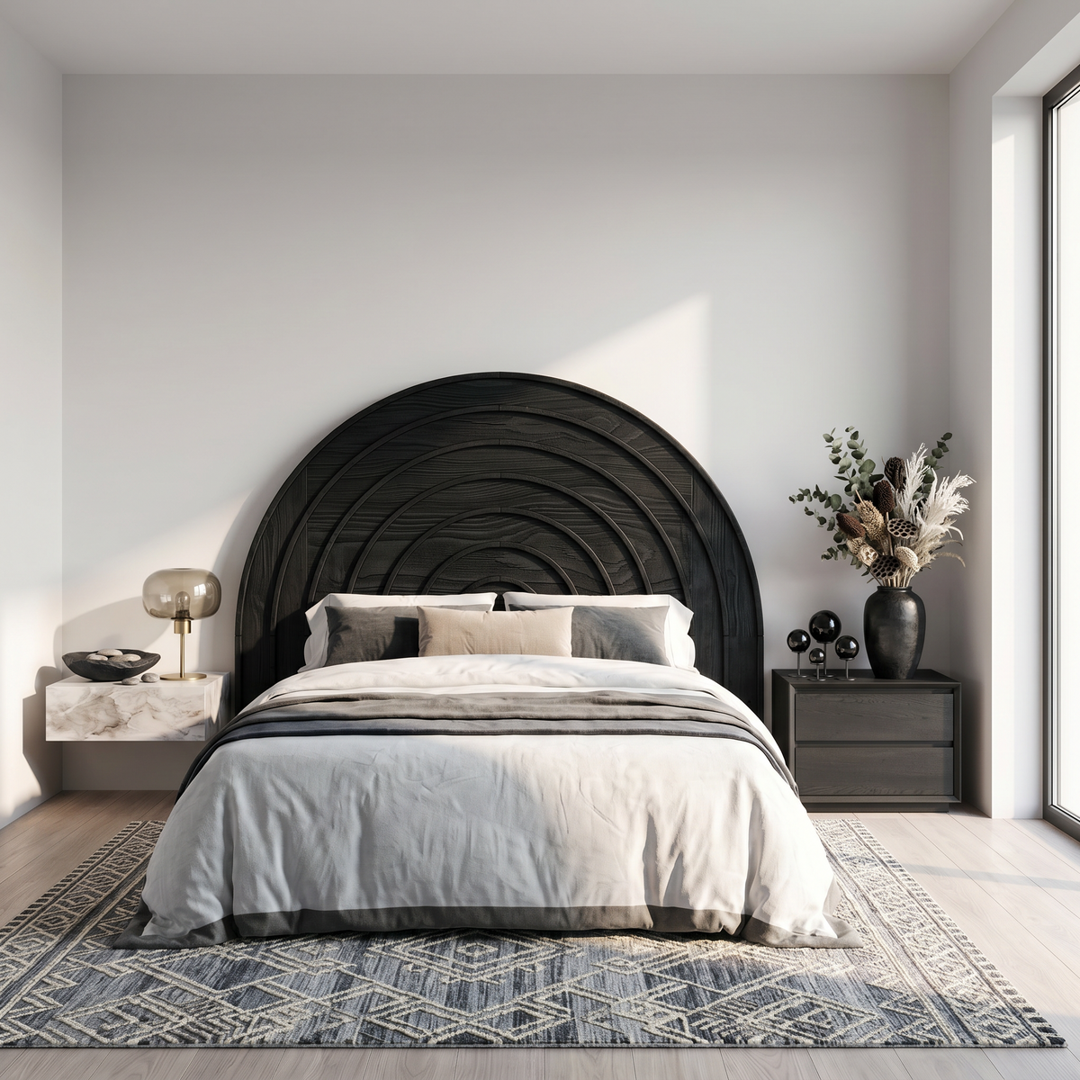 Contemporary Arched Headboard Wooden Bed Headboard For Bedroom - view 4