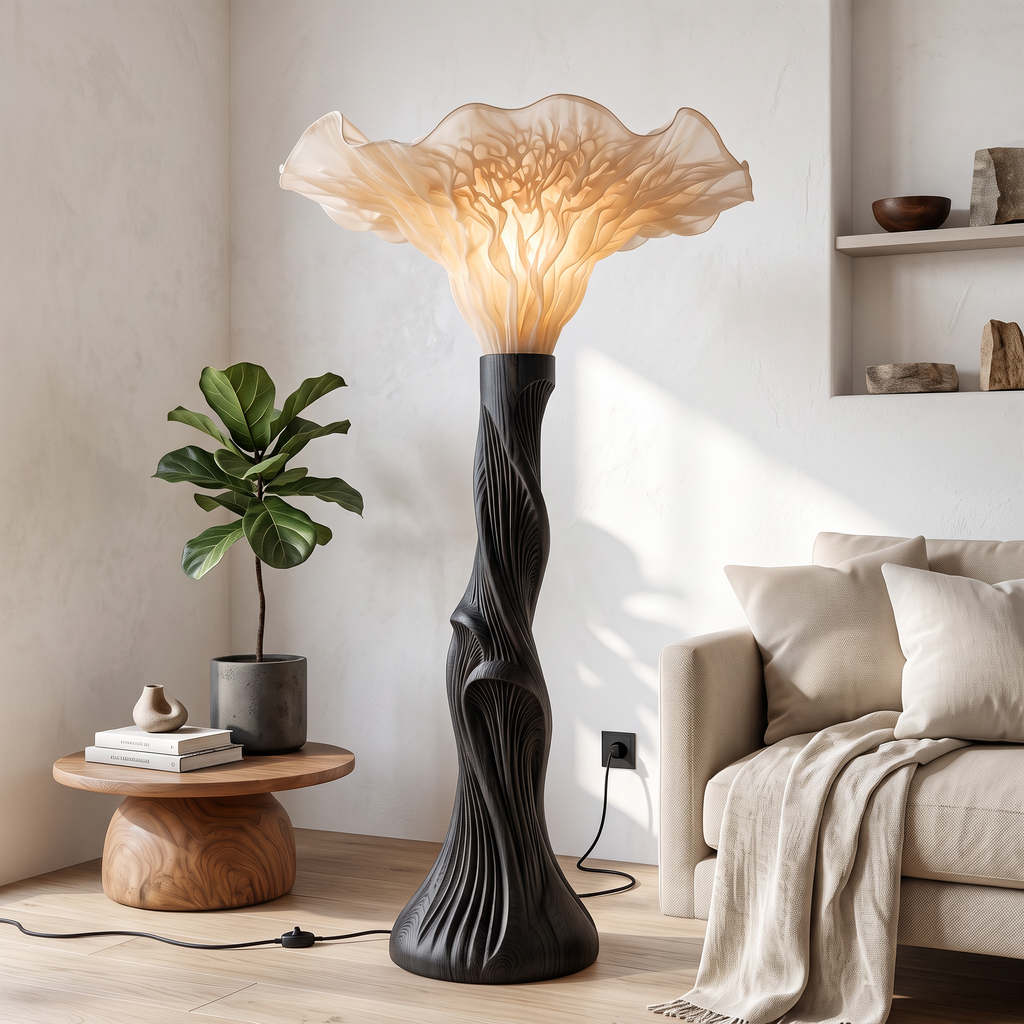 Boho Floor Lamp Blooming Mushroom Shade Reading Nook - view 4