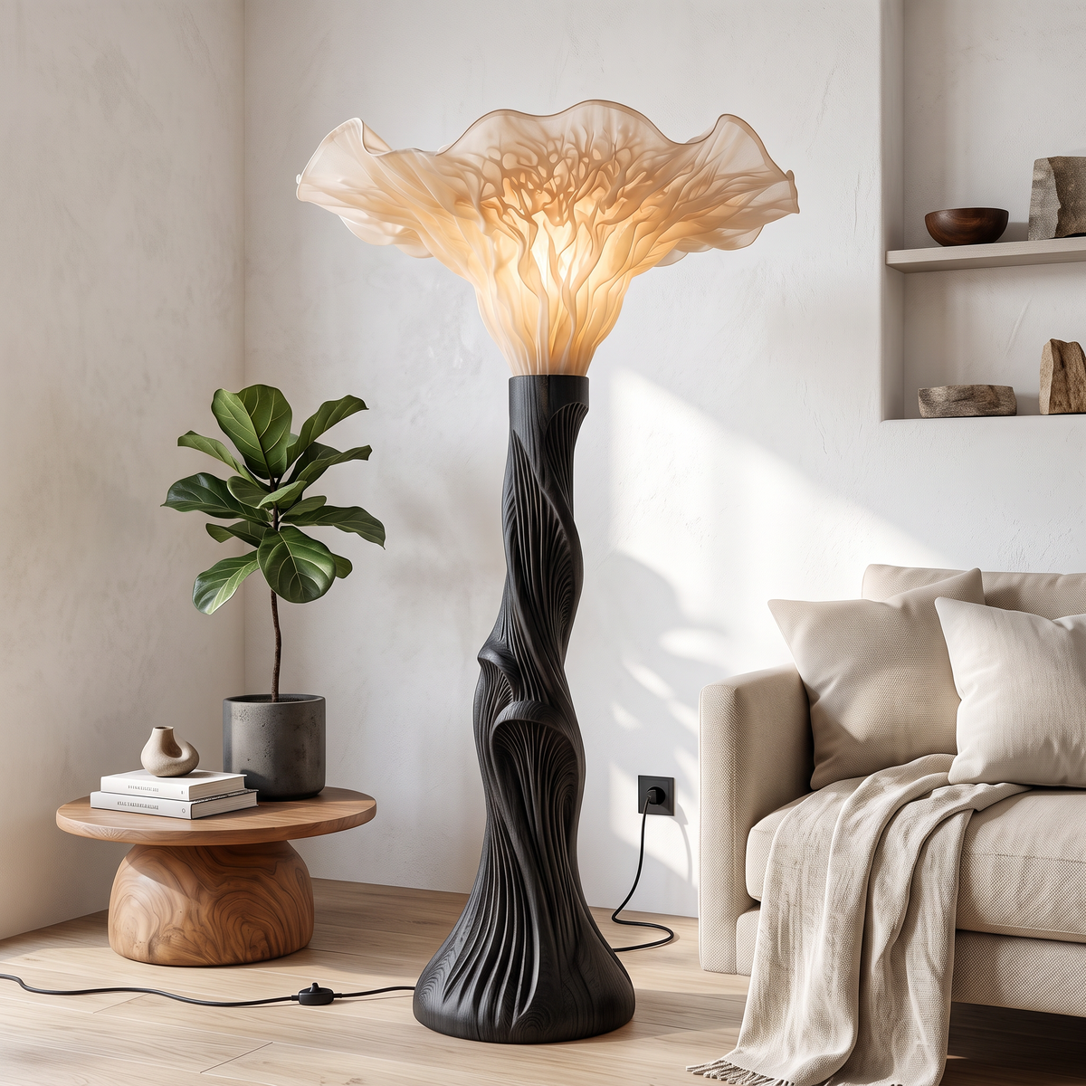 Boho Floor Lamp Blooming Mushroom Shade Reading Nook - view 4