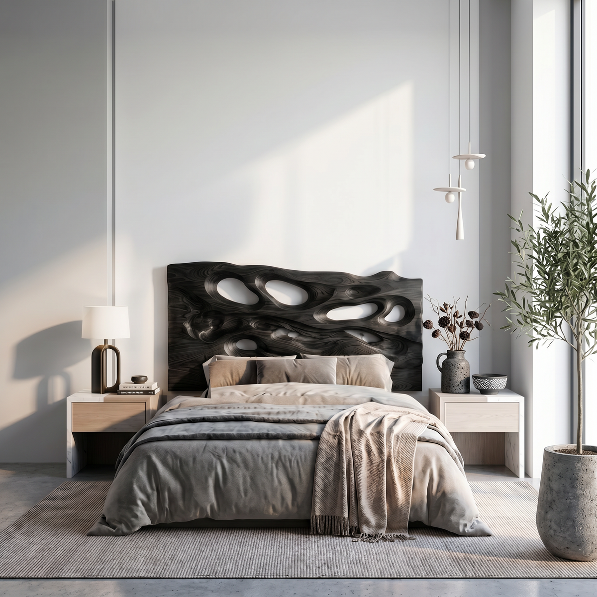 Contemporary Cutout Headboard Wooden Bed Headboard For Bedroom - view 4