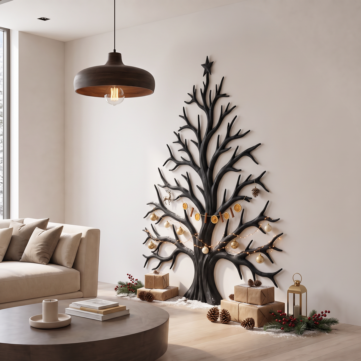 Contemporary Christmas Wall Decor With Artistic Tree Silhouette For Hallway - view 4