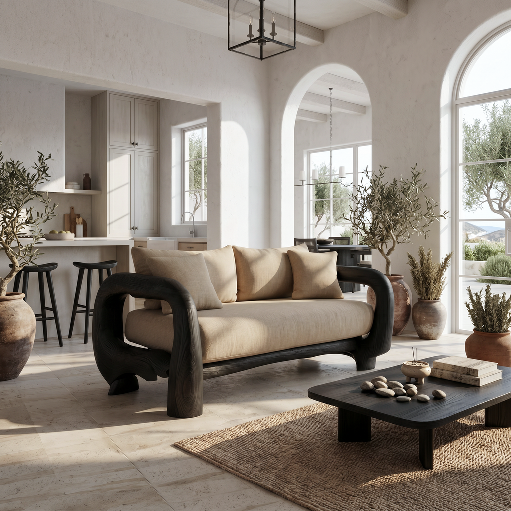 Contemporary Lounge Sofa Frame With Sculptural Wooden Base For Living Room - view 4