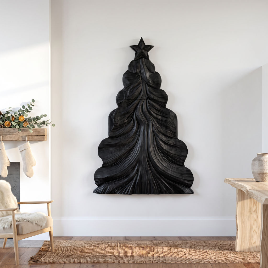 Contemporary Wooden Christmas Decor With Curved Openwork Design For Living Room - view 4