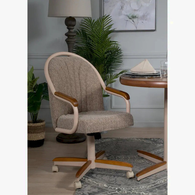 Casual Dining Cushion Swivel-and-Tilt Rolling Caster Chair, 38 Inches H x 24 Inches W x 22 Inches D