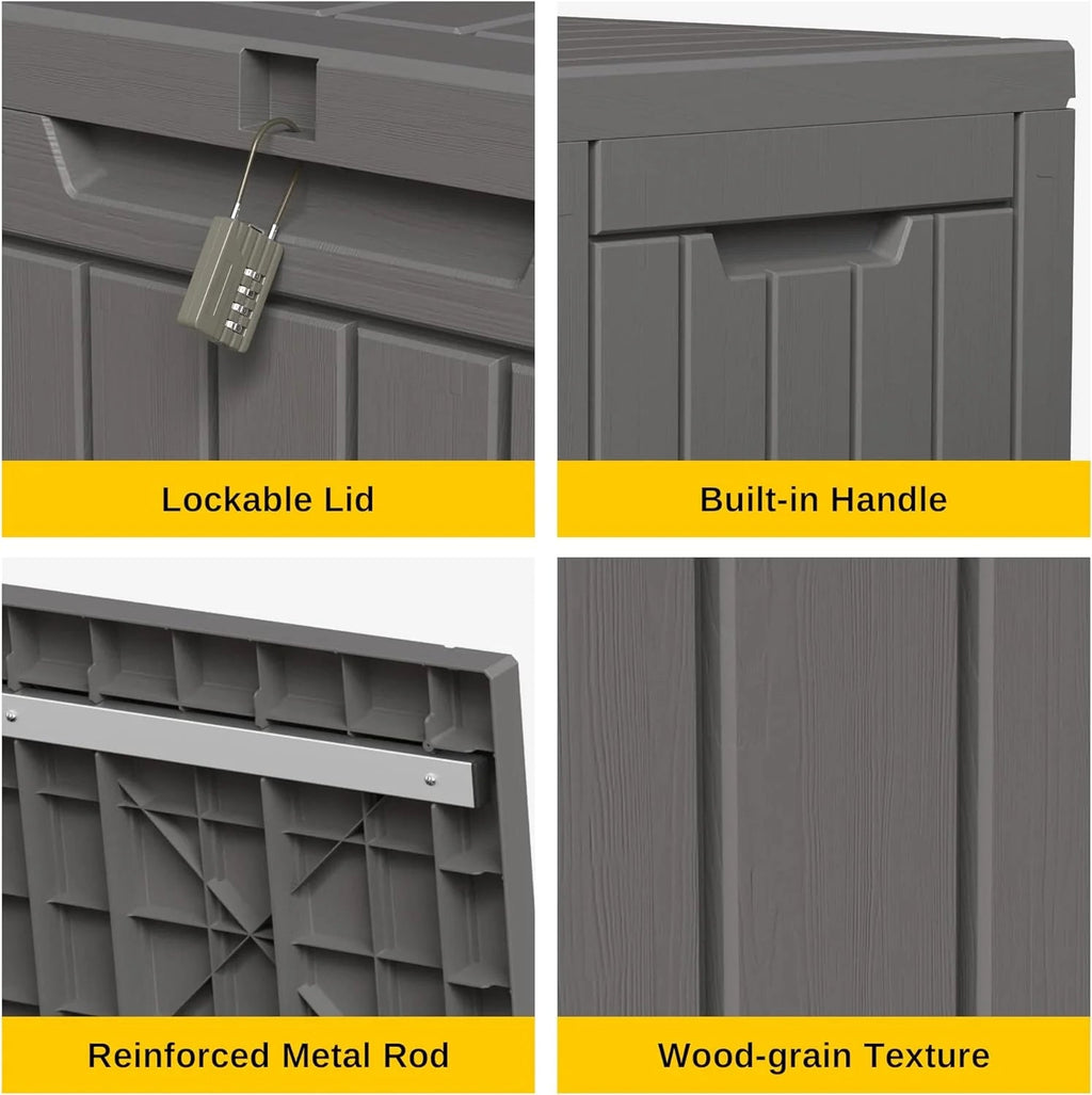 EAST OAK 230 Gallon Resin Deck Box, Grey - DB23005