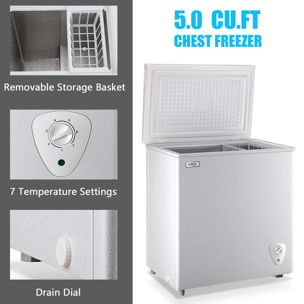 WANAI Chest Freezer 3.5 Cu. Ft. - Top Open Door