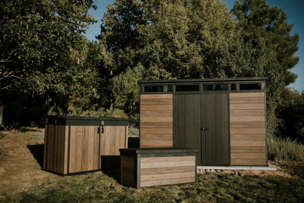 Keter Outdoor Storage Shed 11 x 7 ft, Walnut - Signature
