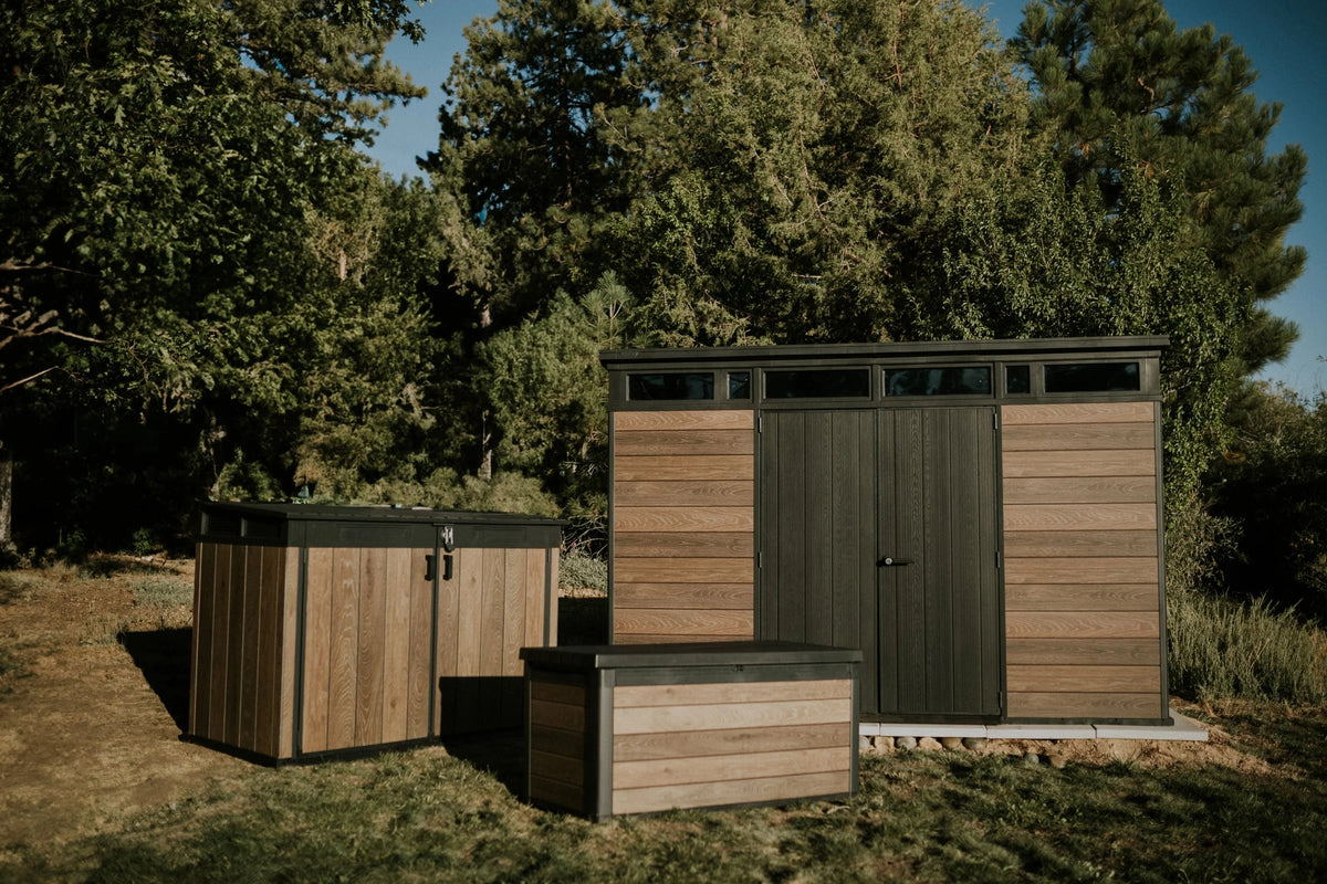 Keter Outdoor Storage Shed 11 x 7 ft, Walnut - Signature