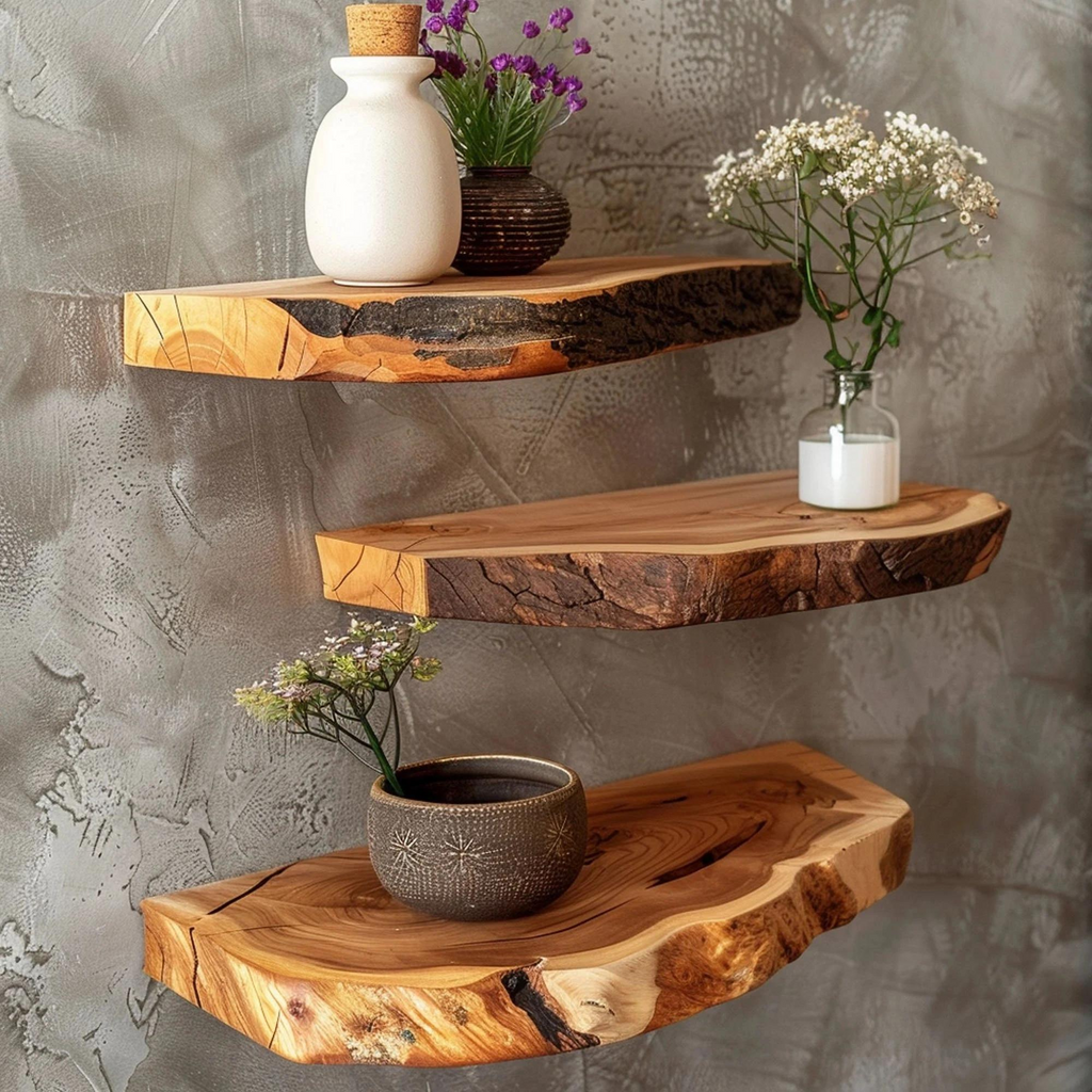 Custom Floating Shelf Live Edge