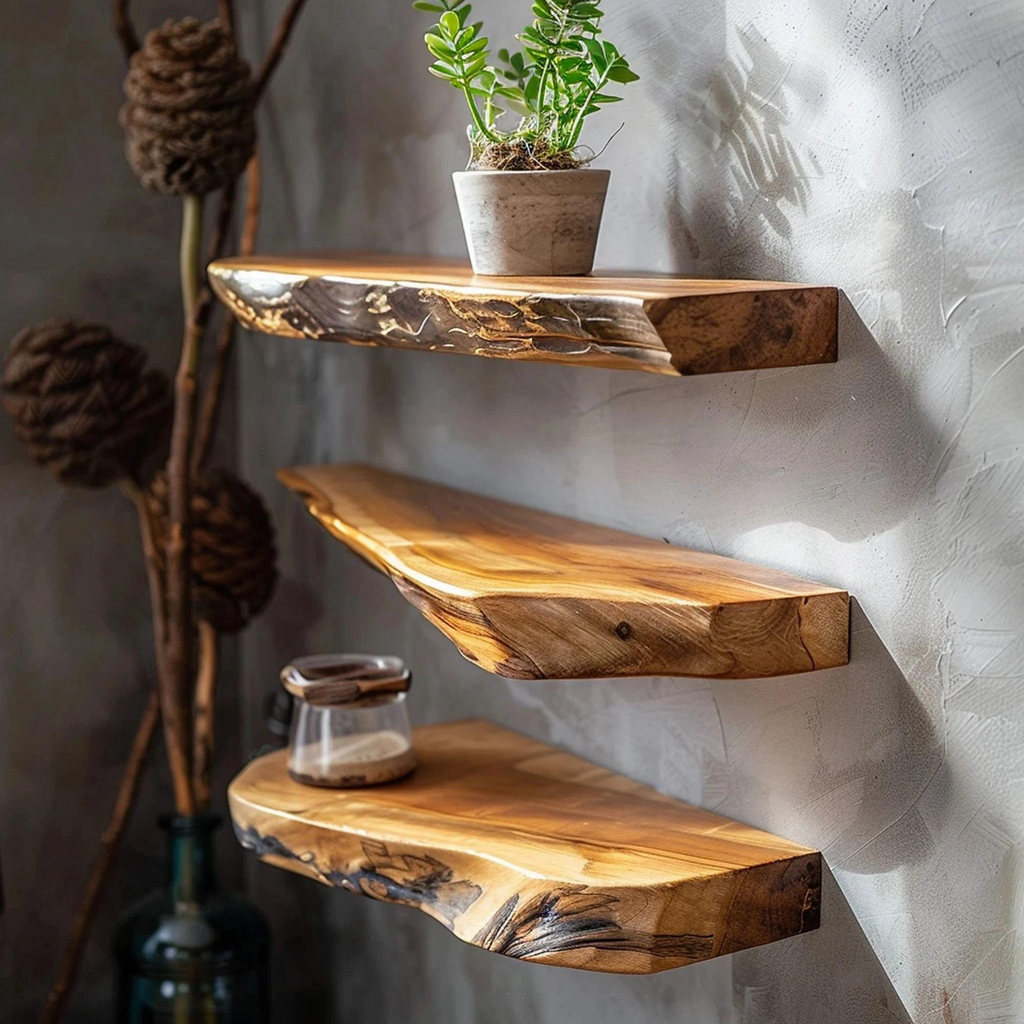 Custom Floating Shelf Live Edge - view 4