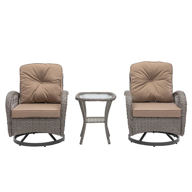 3-Piece Outdoor Swivel Rocker Patio Conversation Set - 360 Degree