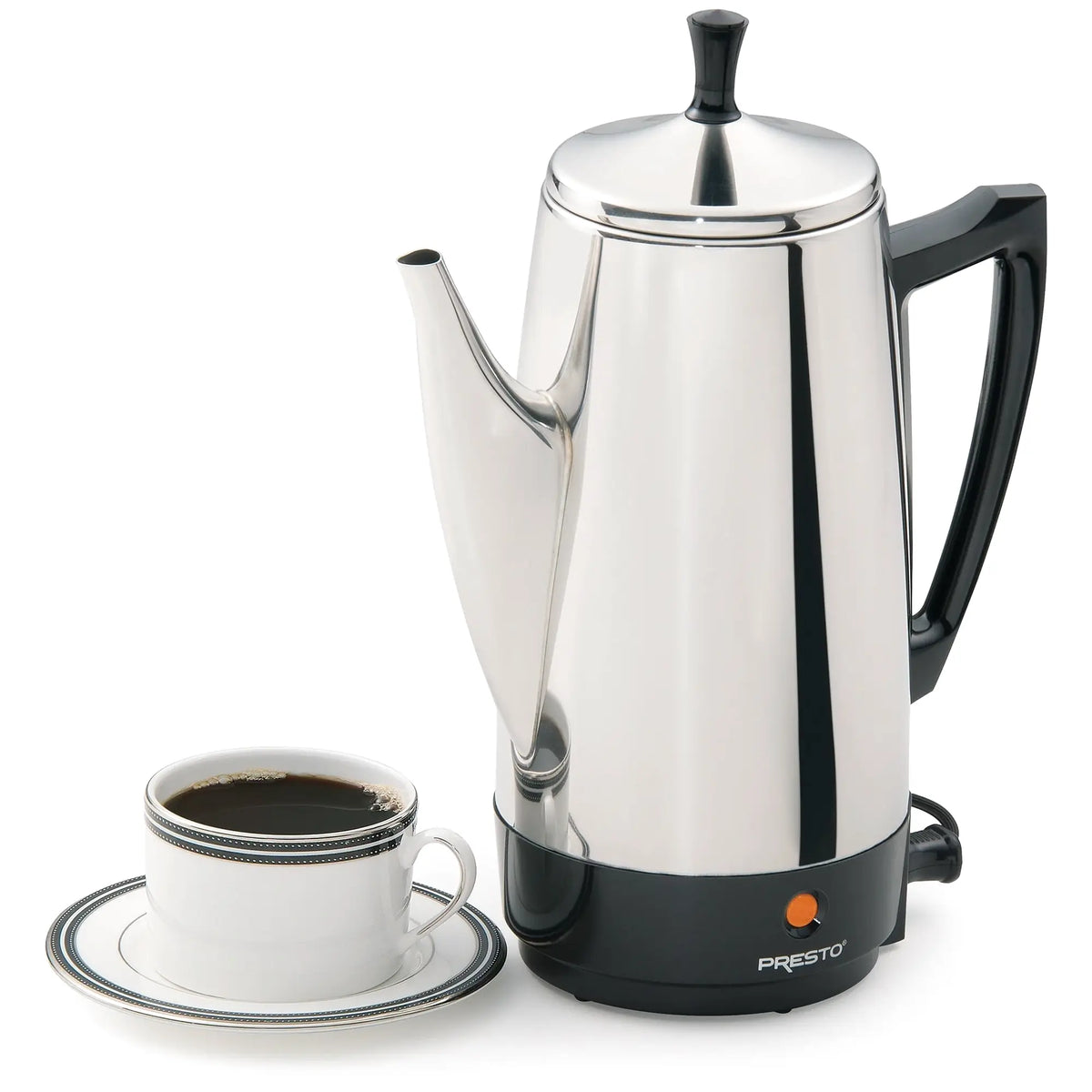 Presto Stainless Steel Percolator Coffee Maker, 12 Cup, Silver