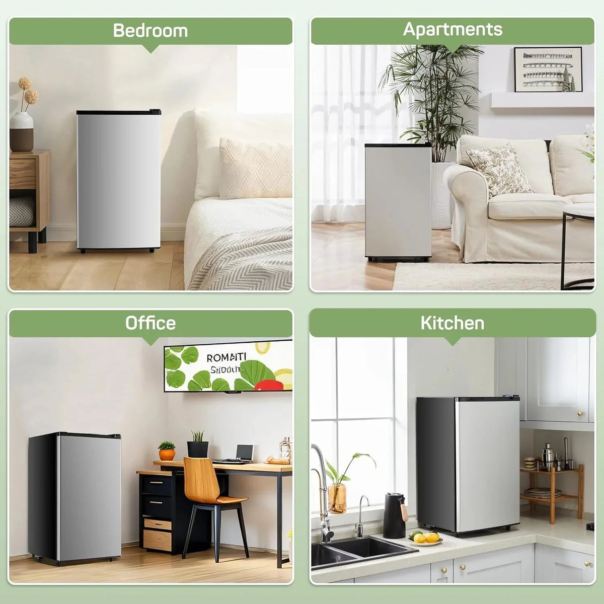 Simenmax Single Door Mini Fridge, 3.2 Cu. Ft., Silver