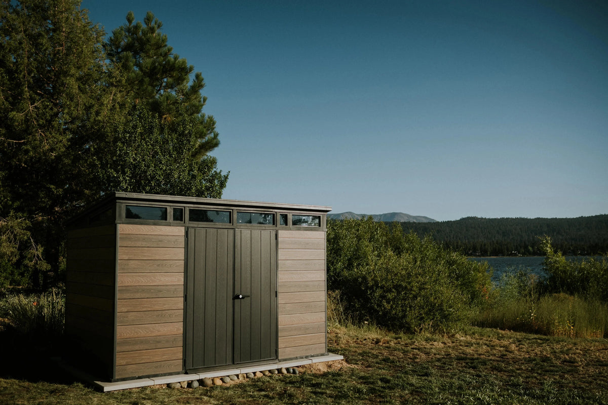 Keter Outdoor Storage Shed 11 x 7 ft, Walnut - Signature