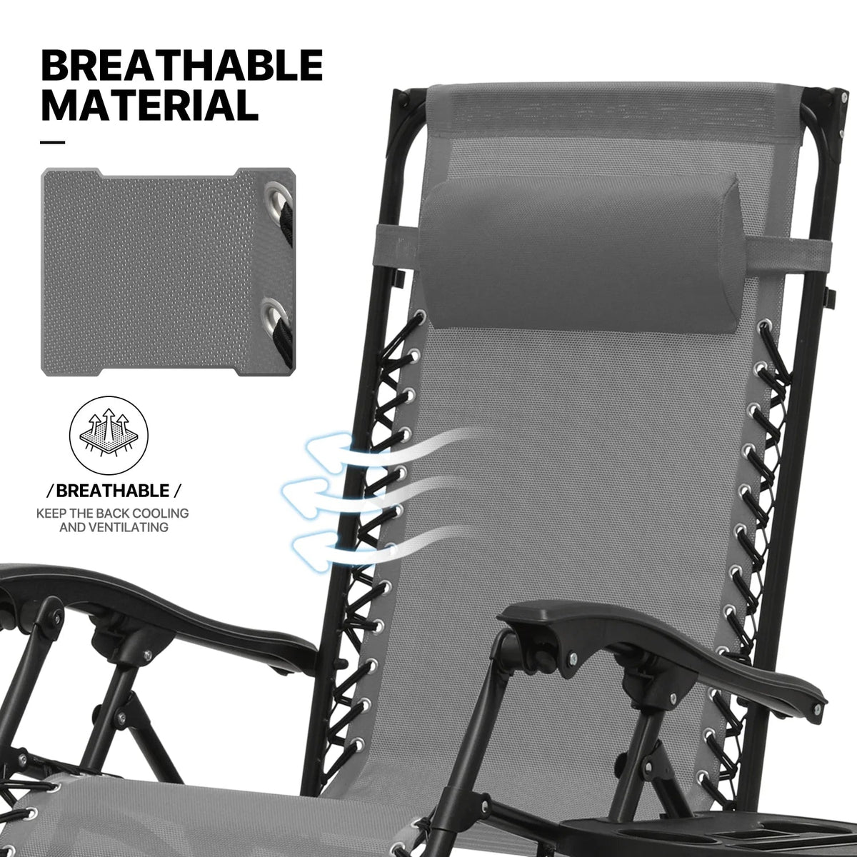 MoNiBloom Zero Gravity Reclining Chairs Set Of 2 With Canopy Shade And Headrest, Black - 330 lbs
