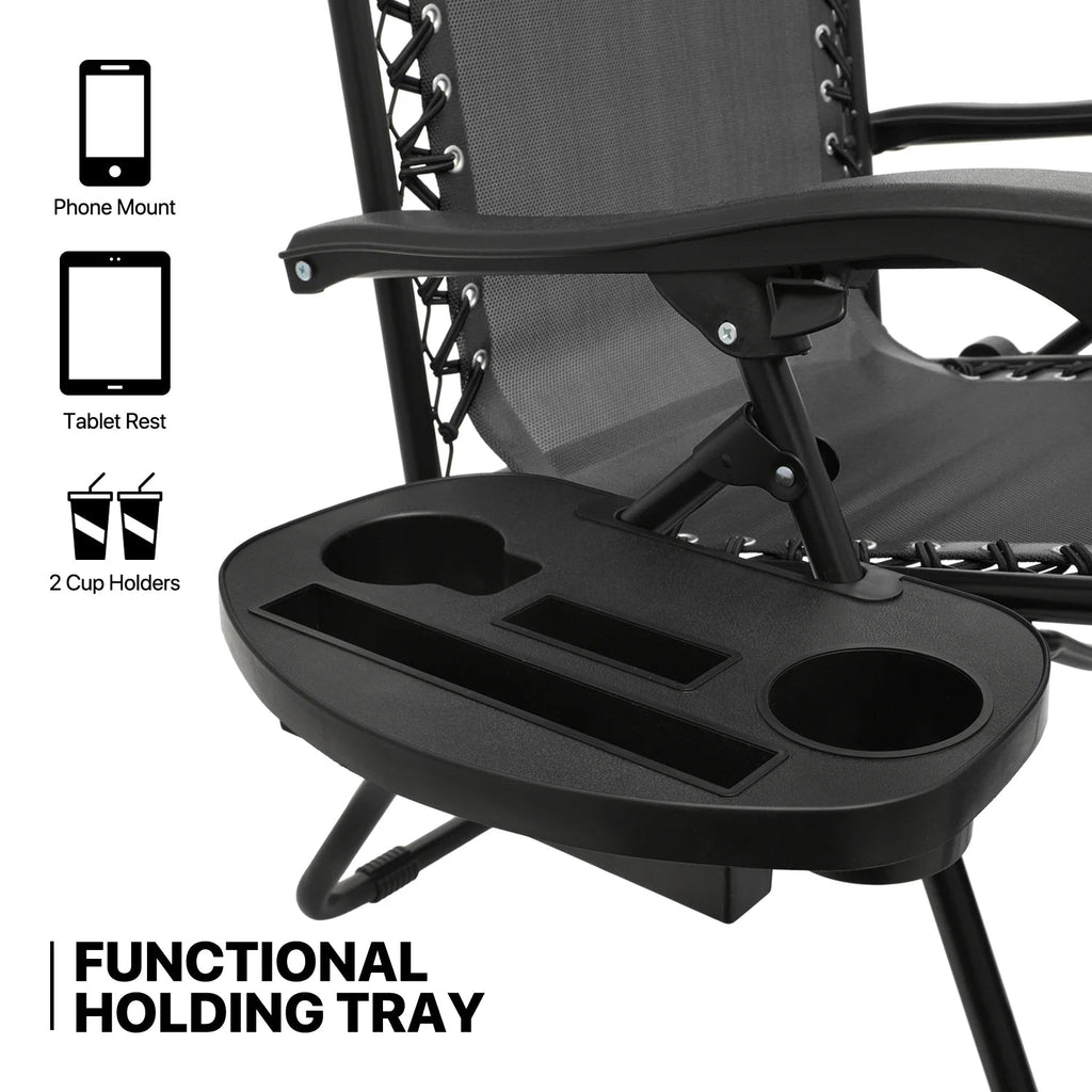 MoNiBloom Zero Gravity Reclining Chairs Set Of 2 With Canopy Shade And Headrest, Black - 330 lbs
