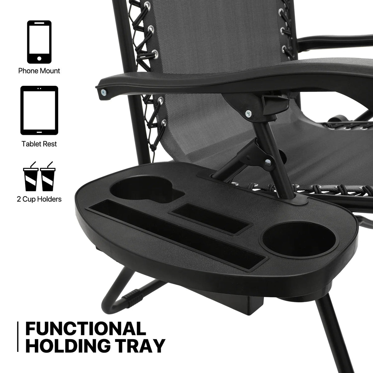 MoNiBloom Zero Gravity Reclining Chairs Set Of 2 With Canopy Shade And Headrest, Black - 330 lbs