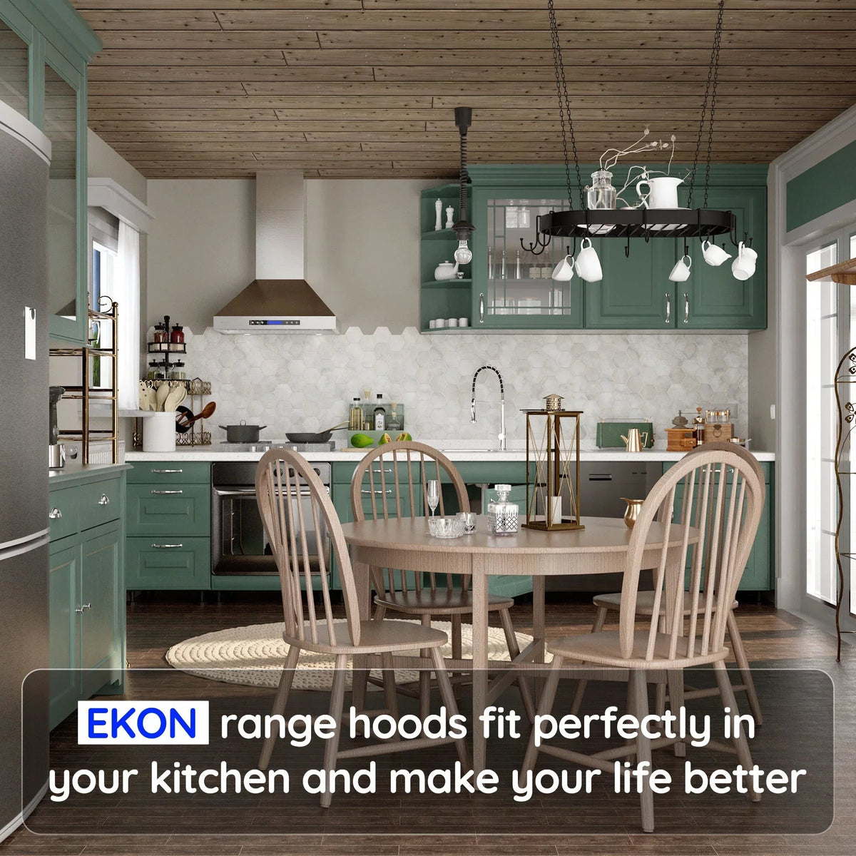 EKON KITCHEN EXPERT 36 Inches Stainless Steel Convertible Wall Mount Range Hood With Charcoal Filter And Remote Control - NAP04-36