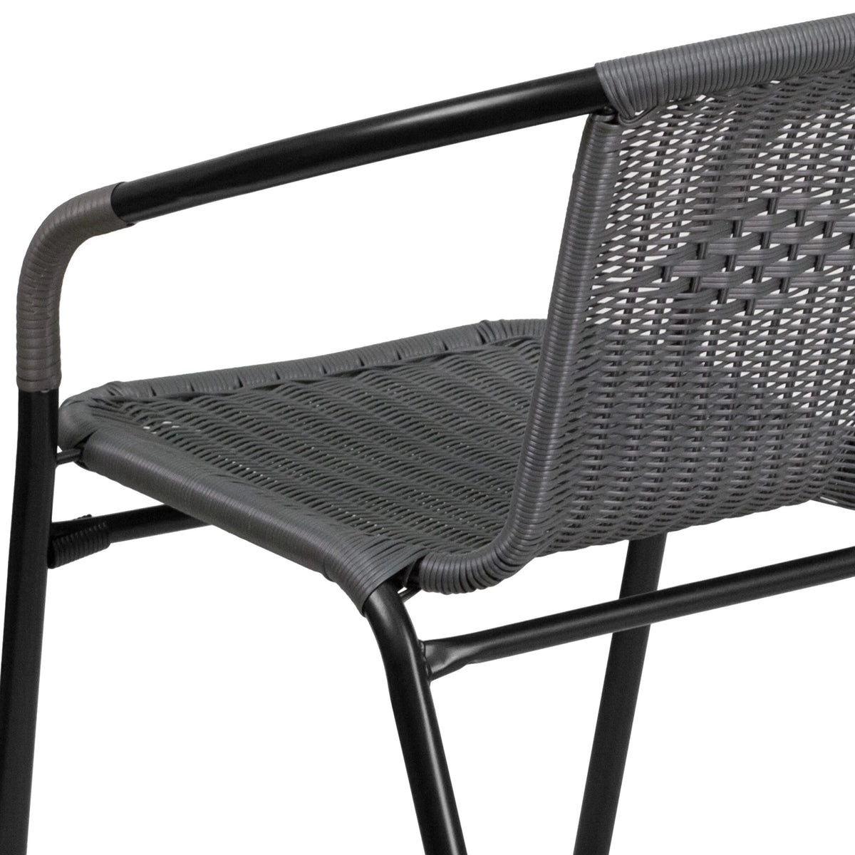 Emma + Oliver Indoor/Outdoor Stacking Rattan Patio Chairs, Set of 2, Gray