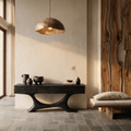 Contemporary Console Table With Curved Tree Trunk Base And Built In Storage Drawers For - view 4