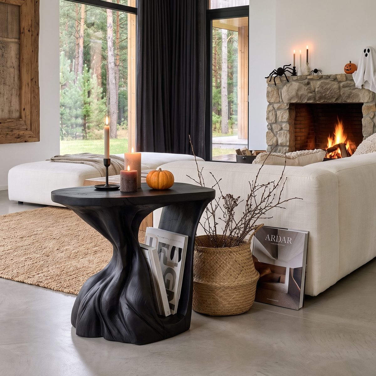 Contemporary Beside Table Halloween Inspired With Sculptural Base For Living Room - view 4