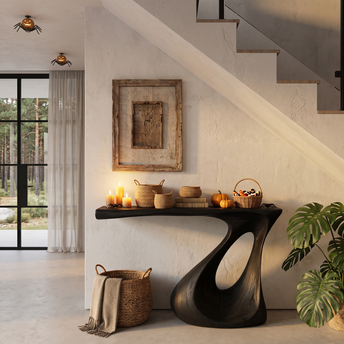 Contemporary Halloween Statement Console Table With Curved Open Base For Living Room - view 4