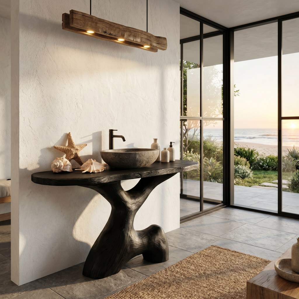 Contemporary Sculptural Bathroom Vanity Freestanding Sink Console - view 4