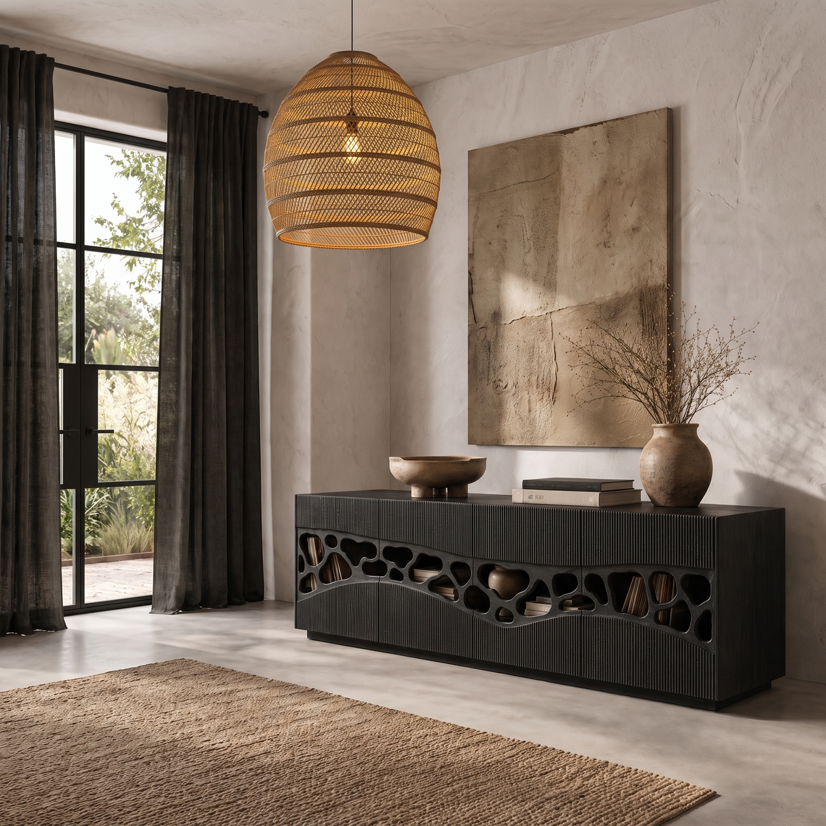 Contemporary Sideboard With Organic Cutout Design For Dining Room And Living Room - view 4