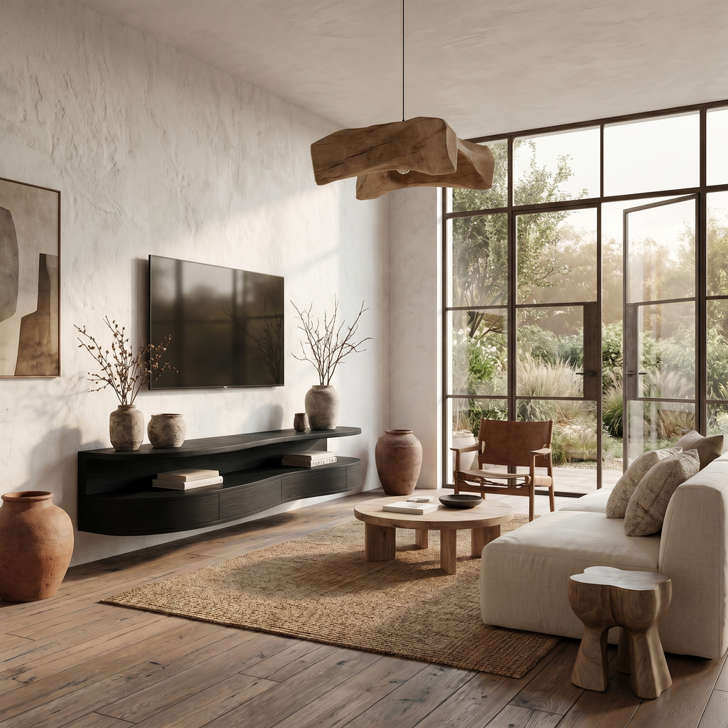 Contemporary Floating TV Stand with Built-In Drawer Storage - view 4